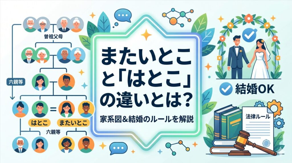 「またいとこと」と「はとこ」の違いとは？家系図や結婚のルールを解説