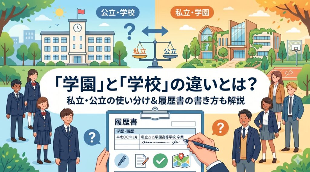 学園と学校の違いとは？私立・公立の理由や履歴書の書き方