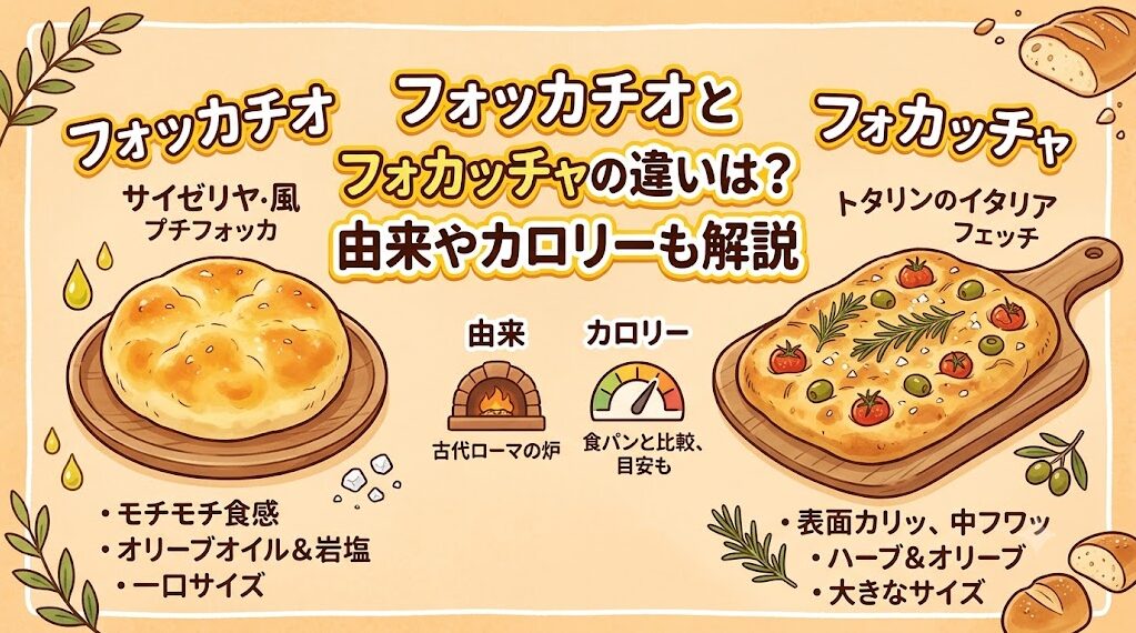 フォッカチオとフォカッチャの違いは?由来やカロリーも解説
